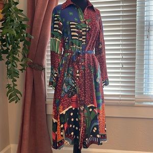 Farm Rio for Anthropologie belted midi dress